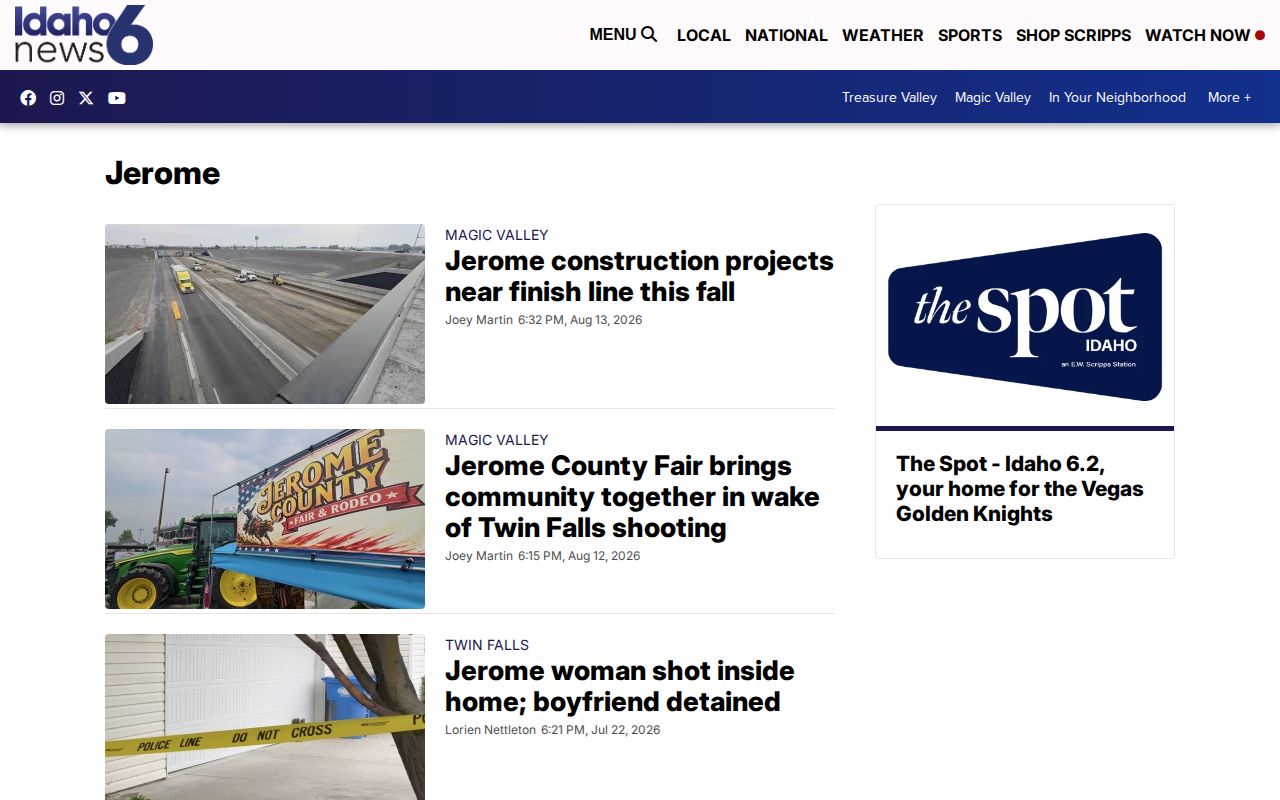 Jerome County arrest-record news coverage from the KIVI Jerome section