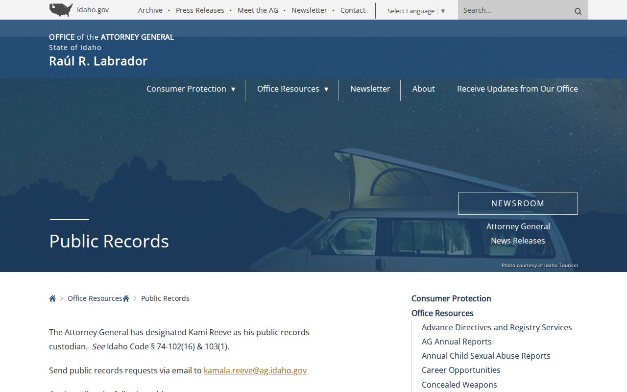 Idaho public-records law material for Jerome County booking records